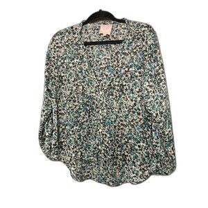 Teal greys and black Romeo & Juliet Couture Blouse-Small